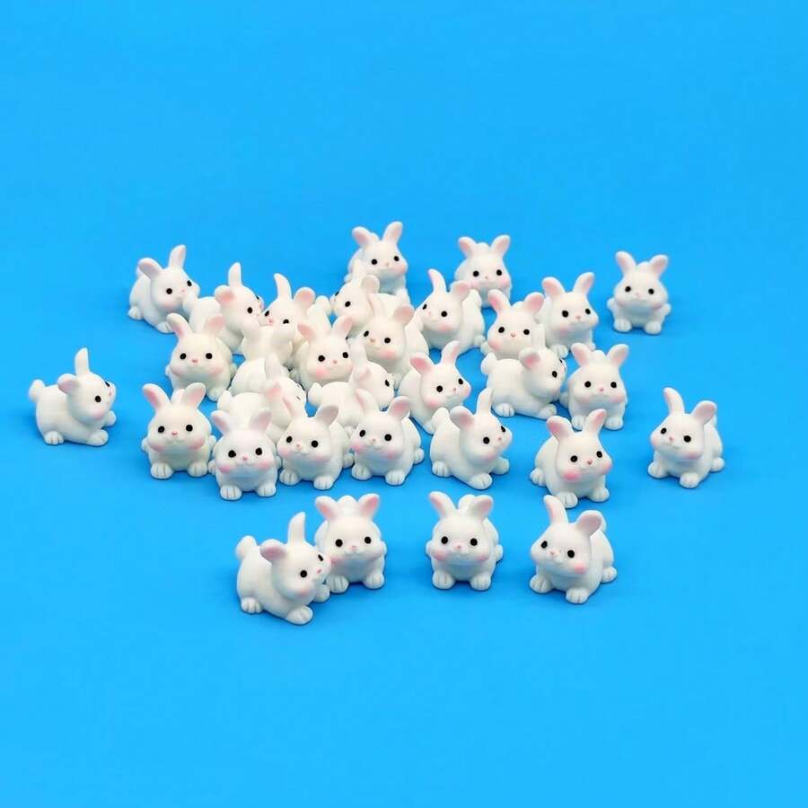 Figur Kelinci Putih Mini Lucu dari Resin, Ornamen Lanskap Mikro, Boneka Kelinci Miniatur, Aksesoris Kerajinan Dekorasi Terrarium DIY - MultiWarna - View 1