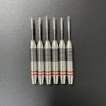 Easytoday 新款 6 件組 22g/0.78oz 黑紅條紋不鏽鋼飛鏢尖頭，鋼製尖頭飛鏢配件，適用於運動與娛樂 - 銀色 - 查看 8