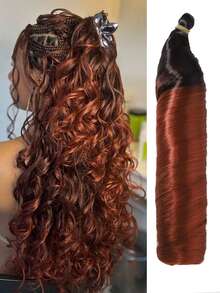 24 Inch Long French Curly Braided Hair Extensions, Synthetic Hair, Loose Wavy Spiral Curls, Ombre Color, Heat Resistant, Pre-Stretched, Halloween - Multicolor - View 22