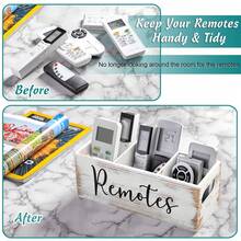 TV 3-Slot Remote Control Holder Storage Box, Desktop Organizer, Vintage White Design Desktop Control Box, Living Room Remote Control Storage Box, Home Theater Accessory, Remote Control Desktop Storage Box - Multicolor - View 6