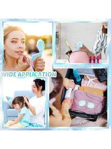 3/12/18pcs Blue Shell Air Cushion Comb Gift Bag Set, Includes Shell Mirror Comb + Organza Bag + Thank You Card, Compact Foldable Mirror Comb, Suitable For Weddings, Holiday Events, Birthdays, Theme Parties, Gatherings, Souvenirs, Scene Atmosphere Decoration - Multicolor - View 10