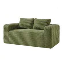 Deep 2-Seater Sofa Without Frame, No Assembly Required, Made Of Foam, Upholstered In Soft Corduroy, Modern Sofa For Small Space Apartment, Bedroom, Office (Grey) - Green - View 6