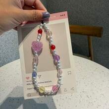 Cordón para teléfono con corazón de cristal, correa de mano portátil, cordón para persona relajada, correa para bolso - Multicolor - Ver 6