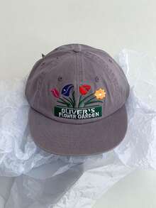 1pc American Brand Color Block Flat Brim Hip Hop Baseball Cap For Women, Personalized Versatile Soft Crown Peaked Hat, Street Dance Embroidered Flower Design, Face-Slimming Flat Brim Baseball Cap For Women, Niche Designer Street Fashion Versatile Hip Hop - Multicolor - View 11