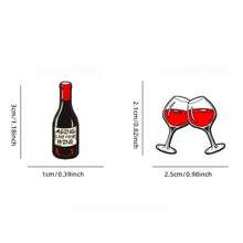 1/2 Creative Red Wine Element Enamel Brooch Funny Phrase Wine Bottle Wine Glass Shaped Metal Badge Denim Backpack Decoration Pin Gift - Multicolor - View 8