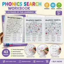 Lachilly Cuaderno de ejercicios de oraciones con palabras CVC para escribir y aprender, páginas de práctica de palabras a la vista, cuaderno de caligrafía, mini-libros que enseñan familias de palabras, escritura, lectura y materiales de enseñanza de fonética, hojas de actividades que ayudan a los niños a reconocer y escribir palabras de alta frecuencia - Multicolor - Ver 15