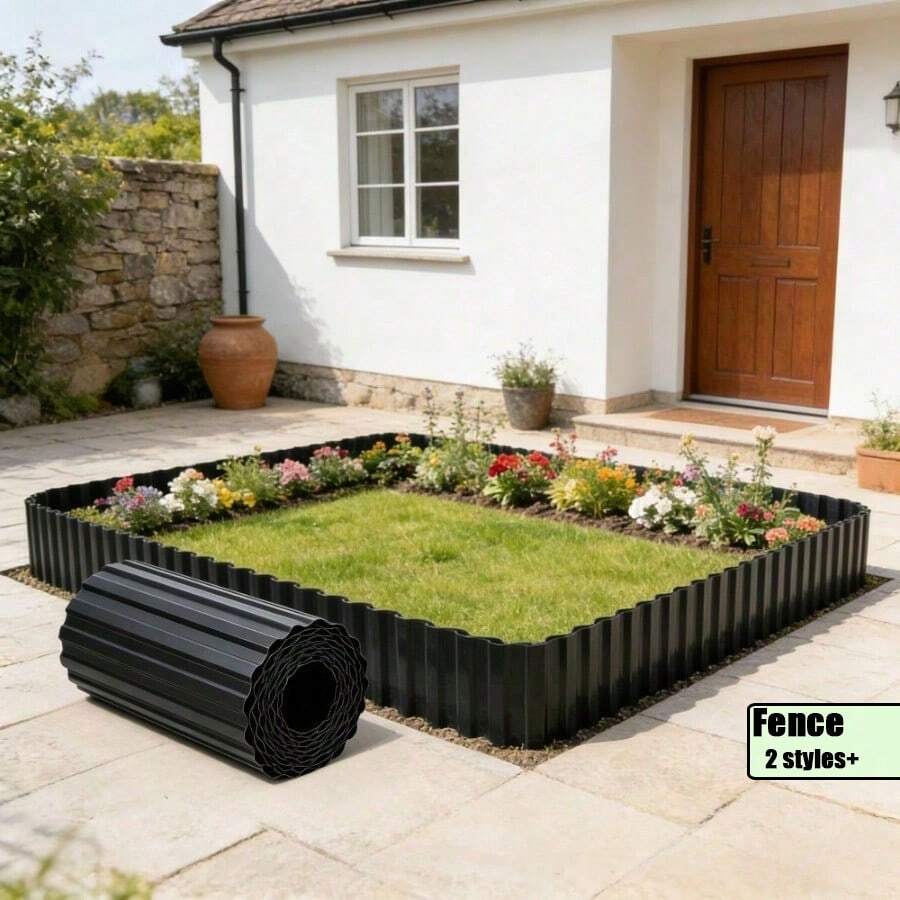 Heavy Duty Button Garden Edging - 1 Roll (9.0m X 10/15/20cm) - Durable PET Material - Easy Installation - Sturdy Dark Green Lawn Border, Suitable For Flower Beds, Garden Borders, Paths, Landscaping And Patios