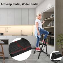 2 Peldaños Taburete Escalera Plegable, Taburete o Soporte de Exhibición Portátil, Ligero Escalones Antideslizante multifuncional para Hogar, Cocina, Oficina (escalera de 2 peldaños) - escalera de 2 peldaños - Ver 2