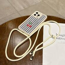 Convenient Lanyard Phone Case With Multi-Functional Adjustable Lanyard And Crossbody Shoulder Strap, High Bamboo Antique White, Easy And Convenient TPU Shockproof Protective Case Compatible With Apple Phones - Antique White - View 2