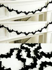 1 pezzo Ghirlanda di perline a forma di pipistrello nero per Ognissanti, banner da appendere al camino, decorazione con silhouette di pipistrello spettrale, ghirlanda di perline, stile gotico e rustico, per camino, mobile, finestra, interno, decorazione stagionale per le vacanze, ornamento da parete, per festa di Ognissanti, dolcetto o scherzetto, accessorio fotografico, decorazione per la casa, regalo - Multicolore 3 - Visualizzare 7