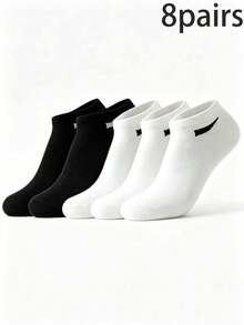 5/8 pares de calcetines de tobillo versátiles de moda para el verano - Blanco y Negro - Ver 6
