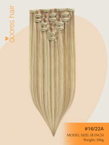 DOORES Seamless PU Clip-In Hair Extensions 7pcs 110g Light Blonde Highlights 100% Human Hair Invisible Comfortable Natural Blend Easy To Wear - S16/22A - View 5