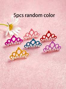1/5/10pcs Faux Pearl Crown Pet Hair Clips - Fashionable Crown-Shaped Bows Suitable For Dogs And Cats - Grooming Supplies And Accessories - Multicolor - View 9
