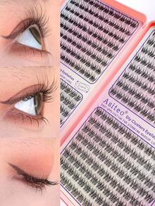 Asiteo 384 Clusters False Eyelashes, Natural Look, DIY Eyelash Extensions, Suitable For Daily Use, Korean-Style Makeup Tool, Soft And Unique Segmented C-Curl Fluffy Eyelash Clusters, Single Cluster False Eyelashes - C - View 4