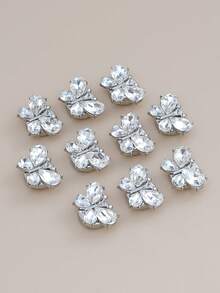 Shiny 1/2/4PCS Rhinestone Butterfly Snap Buttons, No Sew Decorative Clasp Buttons For Shirt Dress Anti-Gap Collar - A+B - View 8