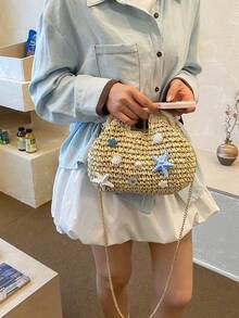 Dedoo 2026 New Woven Clutch, Handwoven Raffia Summer Beach Bag, Solid Texture Pattern,Large Capacity, For Travel Women, Straw Bag - Beige - View 3