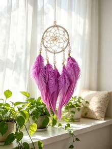 1pc Bohemian Style Pearl Beaded Round Dream Catcher Hanging Decor, Multi-Scene Decoration, Suitable For Car Rearview Mirror, Bedroom, Window, Balcony, Yard, Indoor Home Daily Decoration Gift - 1PC - View 8
