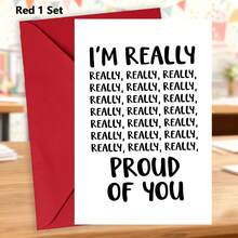 1/3 Sets I'm Truly Proud Of You" Greeting Card With Envelope, Featuring A Fun Repetitive Text Design, Suitable For Celebrating Achievements, Birthdays, Promotions, Encouragement, And All Occasions - A - View 11