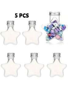 5pcs Transparent Plastic Decorative Bottles With Aluminum Caps, Creative Star-Shaped Small Containers, 1.69oz Clear PET Star Bottles, For Craft Making, Storing Small Items And Liquids, Sand Art Creation, Wish Bottles, Party Decorations - Transparent Five-star Bottle - View 12