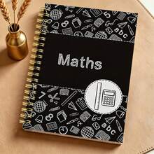 1 Stück A5 Spiralnotizbuch, Schwarz-Weiß Doodle Mathe-Werkzeug Muster Mathe Cover Notizbuch, Minimalistisches Schul-Mathe-Fach Cover Design, Klassen-Studien-Schreibwaren Geschenk für erwachsene Mathe-Lerner Schulbedarf - Schwarz, Weiß und Grau - Übersicht 3