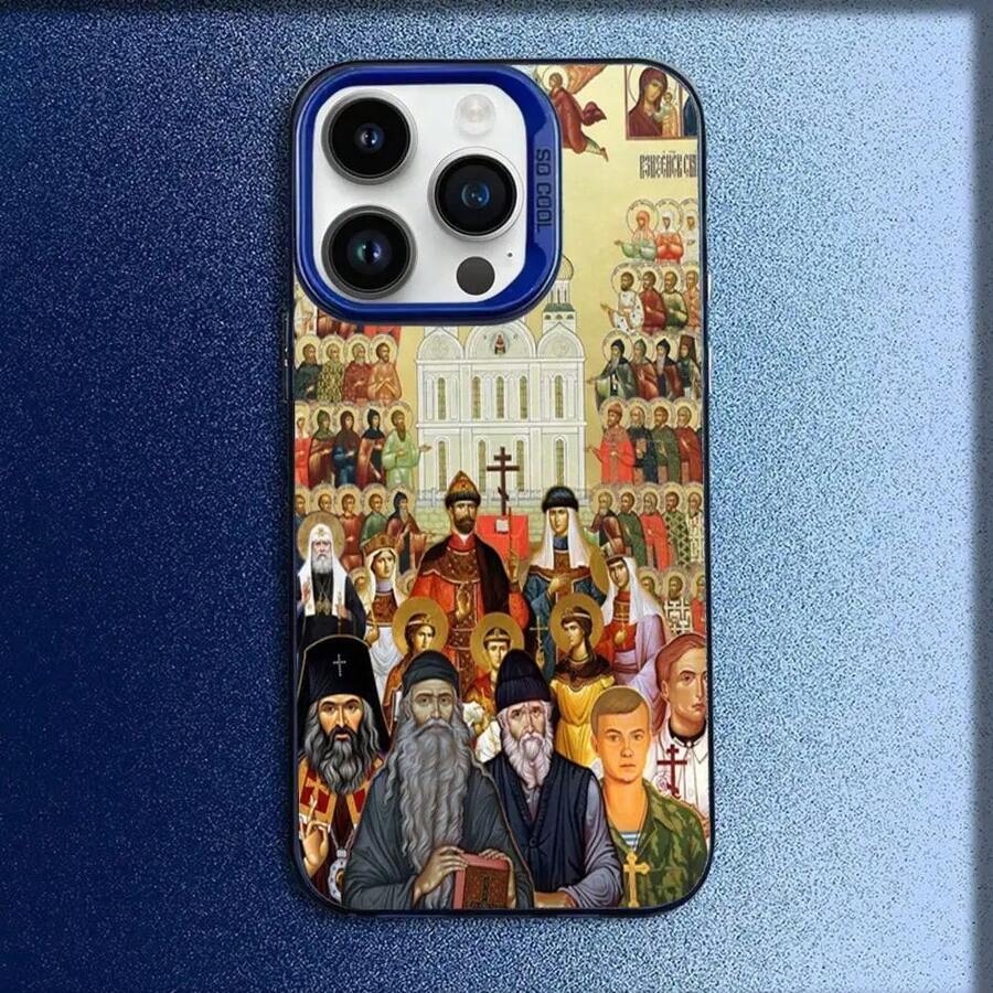 Orthodox Cross Icon Church Phone Case For IPhone 16,15,14,13,12,11,Mini,Pro,E,MAX Blue Candy Matte Shockproof Cover RCRI - z8 - 查看 1