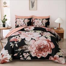 3 Pieces Brown Floral Print Comforter Doona Sets Double Queen King Bedding Set With 2 Pillowcases,3Pcs Soft & Comfortable Botanical Flower Lightweight Quilted Bedding Set With Polyester Filling,Room Decor,Machine Washable,All Season,Wedding Gift - Brown - View 16