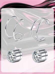 Fake Lip Ring Double Hoop Fake Clip-On Snake Bite Lip Ring Fake Cartilage Clip, Fake Earring Piercing Clip-On Hoop Fake Lip Piercing Jewelry - A Style - View 7