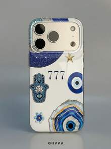 GIIPPA 1pc Evil Eye & Star Pattern Design Phone 17 Pro Max Phone Case, Compatible With Phone 16 Pro Max, 15 Pro Max, 14 Pro Max, Korean Style High-End Fashion & Fun Phone Case, Compatible With 11/12/13/14/15/16 Pro Max Plus, Elegant Design Suitable For Men & Women, Perfect Gift For Girlfriend On Christmas, Valentine's Day, Easter, Wedding Season And Birthday! - Multicolor 1 - View 1