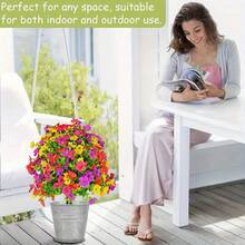 2/1 pieza Flores artificiales erguidas con tallos, adecuadas para decoración exterior de primavera/verano, margarita y eucalipto de seda falsa, resistentes a los rayos UV, adecuadas para porche, patio interior, balcón, decoración de jardín, plantas artificiales, decoración de otoño - Multicolor - Ver 2
