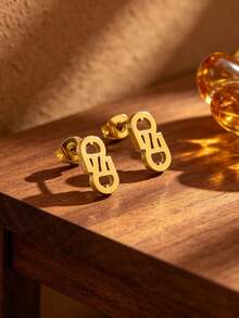 Luxury Hollow A Letter Rhinestone Jewelry 3 Pieces Set, European And American Commuter Style, Versatile And Timeless, Layered Look For Single Or Stacked Wear, Flattering And Elegant, Suitable For Self-Use Or Gift, Hot-Selling Influencer-Style Complete Accessory Set - Gold - View 5