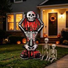1pc Halloween Standing Skeleton Foil Balloon, Horror Theme Party Scene Decoration Foil Balloon Supplies - Multicolor - View 5