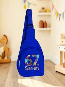 1pc Back To School Mini Fashion Simple Solid Color Cute Cartoon 67 Number 2D Print Waist Bag Chest Bag, Lightweight Nylon Material Zipper Closure Coin Purse, Perfect For Daily, Travel, Vacation, Shopping, Outing - Multicolor - View 12