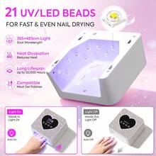 DianaBeauty 迷你 UV LED 美甲燈 21 顆燈珠 USB 美甲燈 4 段定時設定 方形螢幕 快乾適用於所有凝膠指甲油 - 彩色 - 查看 6