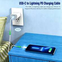 MFi 認證 USB-C 轉 Lightning 傳輸線，2.4A 穩定輸出，相容 iPhone 17/16/15/14/13/12 Pro Max/11/XS Max/XR/X - 白色 - 查看 5