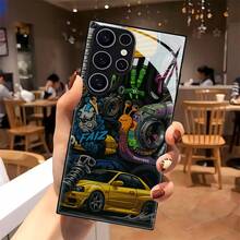 Handyhülle: Cartoon-Mechanik-Teile-Thema Schwarze Gehärtete Glas Hülle, Geeignet für Galaxy S25/S24/S23/S22/S21/S20/Ultra/Plus/S10/Plus/Note20/Ultra/A71/A51/A56/A32/A36/A23/A26/A14/A05/A06/A03s/A05s, Kreativ und Stilvoll - Schwarz - Übersicht 4