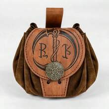 1pc Medieval Dragon-Embossed Waist Pouch | Viking Vegvisir Drawstring Pouch For Storing Dice, Coins, And Accessories | Fantasy Renaissance Waist Pouch - A - View 8