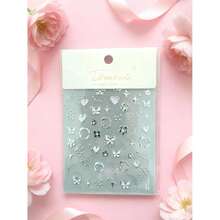 1pc Sweet Cool Y2K Style Gold/Silver Laser Engraved Butterfly Heart Moon Bow Clock Lens Sticker, Blending Star Sparkle, Flower And Asymmetric Border Elements, DIY Phone Lens Film - A - View 10