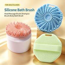 Silicone Body Scrub Brush, Silicone Loofah, Upgraded Super Exfoliating Bath Brush With Non-Slip Handle Strap, Silicone Body Polishing Brush For Shower, Also Suitable For Pet Bath Brush - Multicolor - View 1