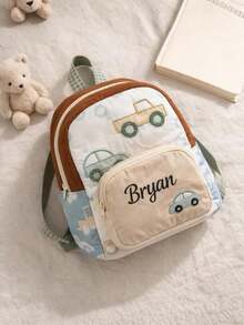 Personalized Quilted Floral Pattern Backpack, Customizable Name, First Day Of School And Birthday Gift Backpack, Back To School Season Gift - Multicolor - View 5
