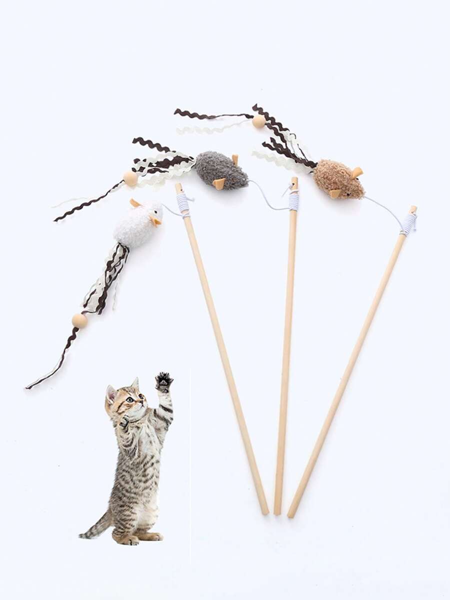 1件創新寵物用品 木棒鼠貓逗貓玩具附彈力繩，自我娛樂緩解無聊貓玩具