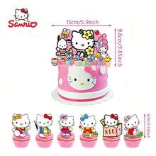 New Pink KT Cat Cake Topper Birthday Party Decoration Kitty Cake Topper Party Supplies - View 6
