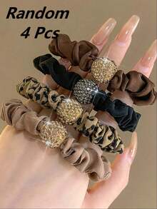 4/20 Pack 6cm Solid Color Polyester Scrunchies, Elegant Casual Hair Elastics For Women, Suitable For Students, Dorms, Office Workers, Bathroom - Multicolor - View 11
