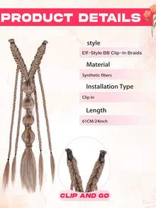 Braided Hair Clip - Bohemian Festival Princess Braids, Viking And Renaissance Style Hair Accessories, Suitable For Fairy-Themed Cosplay In Festivals And Weddings - Multicolor - View 3