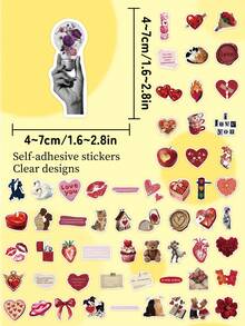 60pcs Retro Romance Stickers-Coquette Aesthetic-Perfect For Scrapbooks, Planners, Suitcases, Bullet Journals, Water Bottles, Phone Cases, Parties, And Gifts-Romantic Journaling Stickers School Supplies - 60pcs/pack - View 9