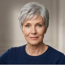 Pixie Cut Wig With Bang Wigs For Women And Lady, Straight Layered Hairstyle, Gray Short Human Hair Wigs Fashion-Forward, Elegant Wigs - Multicolor - View 5