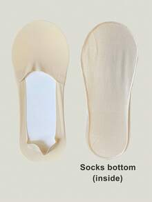 1/4 Pair Women's Plus Size Soft Nylon Solid Color Low-Cut Invisible Socks With Non-Slip Gel Heel, Suitable For Daily Wear - Multicolor - View 2