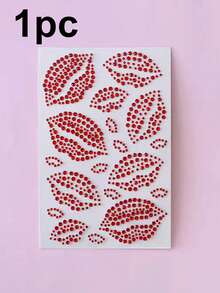 Realistic Red Lip Rhinestone Body Face Gems For Women Jewelry Stickers Shiny Valentine's Day Temporary Face Body Decoration Synthetic Gemstone Lip Design For Parties Photos Party Accessories Event Makeup Cheer Cheerleading Stuff - Multicolor - View 14