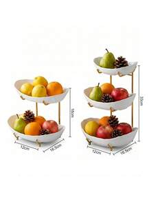 3/2 Tier Elegant Fruit Tray With Gold Stand, Premium Dessert Cupcake Display Rack, Suitable For Wedding Reception And Party Decoration, Fruit Rack Snack Organizer Tray, Suitable For Afternoon Tea Party Centerpiece - Multicolor - View 6