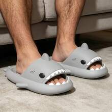Shark Slippers Summer Adult Couple Slippers Indoor Outdoor Funny Home Cute Cartoon Non-Slip Cool Slides - Grey - View 5