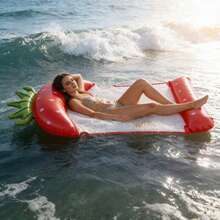 1/2/3PCS Fruit Shaped Inflatable Water Hammock Float, Mesh Pool Lounger, Multi-Use Water Lounge For Adults, Watermelon Pineapple Strawberry Floating Raft For Beach Lake Summer Pool Party - Multicolor - View 5